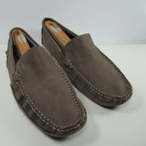 Clarks Mens Brown Leather Moc Toe Driving Loafers